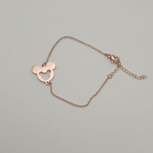 18K Rose Gold Plated Mickey Mouse Cutout Charm Chain Bracelet Playful & Minimal